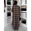 Hnědý kostkovaný károvaný dlouhý kabát OPHELYN (Veľkosť ONESIZE)