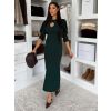 Smaragdové společenské midi šaty KYRAYA s rozparkem (Veľkosť ONESIZE)