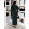 Smaragdové společenské midi šaty KYRAYA s rozparkem (Veľkosť ONESIZE)