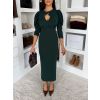 Smaragdové společenské midi šaty KYRAYA s rozparkem (Veľkosť ONESIZE)