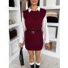 Vínové svetrové krátke šaty JORELEA s košeľou