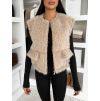Béžová teddy vesta SOLVEN (Veľkosť ONESIZE)
