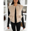 Béžová teddy vesta SOLVEN