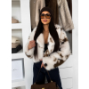 Bílohnědý strakatý kožešinový faux fur kabátek HAVELIN (Veľkosť ONESIZE)