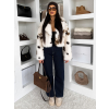 Bílohnědý strakatý kožešinový faux fur kabátek HAVELIN (Veľkosť ONESIZE)