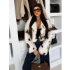 Bílohnědý strakatý kožešinový faux fur kabátek HAVELIN (Veľkosť ONESIZE)