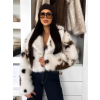 Bílohnědý strakatý kožešinový faux fur kabátek HAVELIN (Veľkosť ONESIZE)