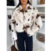 Bílohnědý strakatý kožešinový faux fur kabátek HAVELIN (Veľkosť ONESIZE)