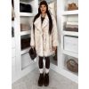 Bílý kožešinový žíhaný faux fur kabát ZOLARIA (Veľkosť M/L)
