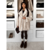 Bílý kožešinový žíhaný faux fur kabát ZOLARIA (Veľkosť M/L)
