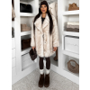 Bílý kožešinový žíhaný faux fur kabát ZOLARIA (Veľkosť M/L)