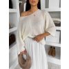 Bílý oversize elegantní svetřík ZYRMINA (Veľkosť ONESIZE)
