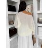 Bílý oversize elegantní svetřík ZYRMINA (Veľkosť ONESIZE)