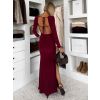 Bordó dlouhé společenské šaty TAVOLIE s holými zády (Veľkosť ONESIZE)
