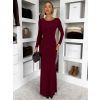 Bordó dlouhé společenské šaty TAVOLIE s holými zády (Veľkosť ONESIZE)