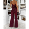 Bordó elegantné pruhované dlhé nohavice TRENAVI