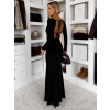 Čierne dlhé spoločenské šaty TAVOLIE s holým chrbtom