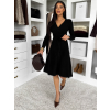 Čierne elegantné áčkové šaty TEYVORA s opaskom