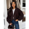 Hnědá krátká balónová bunda RIVOYA (Veľkosť ONESIZE)