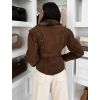 Hnědá semišová vypasovaná bunda LAVETON s kožíškem (Veľkosť L)