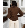 Hnedá semišová vypasovaná bunda LAVETON s kožúškom