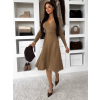 Hnedé elegantné áčkové šaty TEYVORA s opaskom