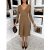 Hnedé elegantné áčkové šaty TEYVORA s opaskom