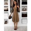 Hnedé elegantné áčkové šaty TEYVORA s opaskom
