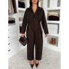 Hnědý dlouhý bavlněný oversize overal JAVAILA (Veľkosť ONESIZE)