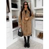 Hnědý hřejivý dlouhý plyšový kabát KOUZELY (Veľkosť L/XL)