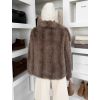 Hnědý kožešinový žíhaný faux fur kabát TELUVIA (Veľkosť M/L)