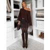 Hnědý oversize elegantní svetřík ZYRMINA (Veľkosť ONESIZE)