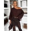 Hnědý oversize elegantní svetřík ZYRMINA (Veľkosť ONESIZE)