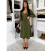 Kaki elegantné áčkové midi šaty TEYVORA s opaskom
