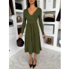 Kaki elegantné áčkové midi šaty TEYVORA s opaskom