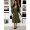 Kaki elegantné áčkové midi šaty TEYVORA s opaskom
