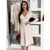 Krémové áčkové midi šaty TEYVORA s opaskom