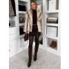 Krémový kožešinový žíhaný faux fur kabát TELUVIA (Veľkosť M/L)