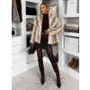 Krémový kožešinový žíhaný faux fur kabát TELUVIA (Veľkosť M/L)