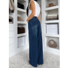 Modré tmavé široké wide leg džíny ZALVIAN (Veľkosť L)