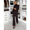 Tmavo hnedý nohavicový elegantný kostým MIRANJO