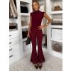 Vínové krajkové elegantní kalhoty FYNORIA (Veľkosť M/L)