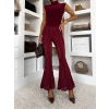 Vínové krajkové elegantné nohavice FYNORIA
