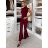 Vínové krajkové elegantní kalhoty FYNORIA (Veľkosť M/L)