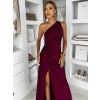 Vínové společenské dlouhé šaty FIAMMAR s rozparkem (Veľkosť ONESIZE)