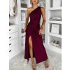 Vínové společenské dlouhé šaty FIAMMAR s rozparkem (Veľkosť ONESIZE)