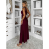 Vínové spoločenské dlhé šaty FIAMMAR s rázporkom
