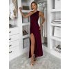 Vínové společenské dlouhé šaty FIAMMAR s rozparkem (Veľkosť ONESIZE)