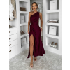 Vínové spoločenské dlhé šaty FIAMMAR s rázporkom