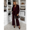Vínový nohavicový elegantný kostým MIRANJO